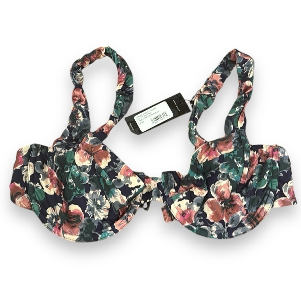 floral Tavik Bikini Top Charlotte Evening Blue bold colorful SAWYER swim top NWT